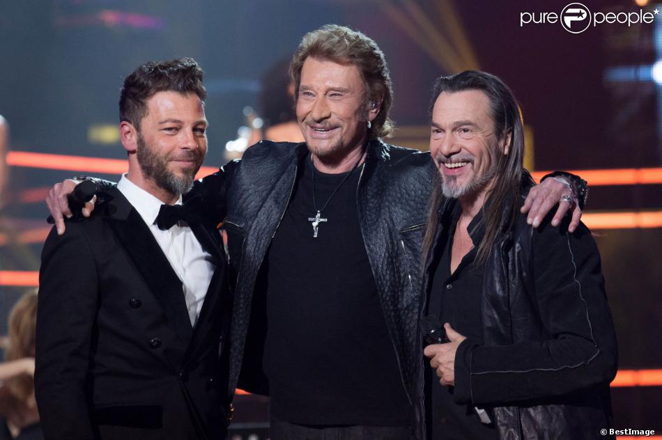 Exclusif - Johnny Hallyday, Christophe Maé et Florent Pagny enregistrent l'emission "Ce soir on chante les tubes 2013", diffusée le 3 janvier 2014 sur TF1 et présentée par Estelle Denis, le 9 décembre 2013